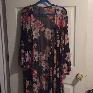 Thin cardigan, floral, long